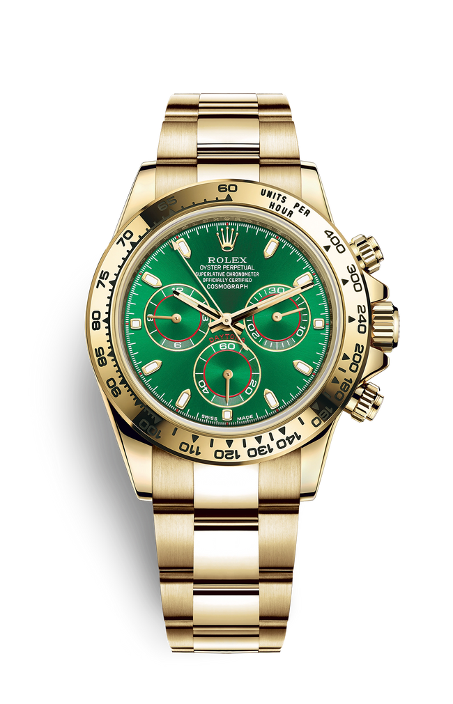 Rolex Daytona Cosmograph 116508 18k Yellow Gold Oyster Bracelet 40mm Green Dial