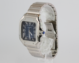 New Cartier Santos WSSA0030 Blue Roman Dial Steel Bracelet 2022+ Full Set