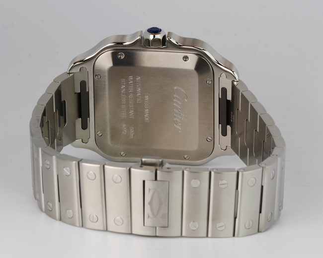 New Cartier Santos WSSA0030 Blue Roman Dial Steel Bracelet 2022+ Full Set