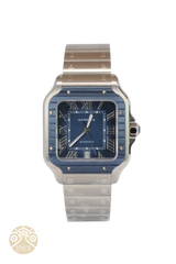 New Cartier Santos WSSA0048 Blue Dial 39.8mm Steel Watch 2023 Full Set