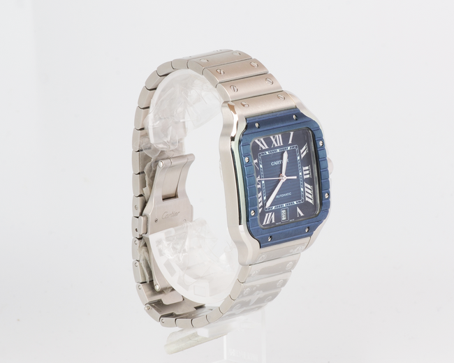 New Cartier Santos WSSA0048 Blue Dial 39.8mm Steel Watch 2023 Full Set