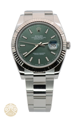 New Rolex Datejust 126334-0027 41mm Mint Green Dial 2022+ Full Set