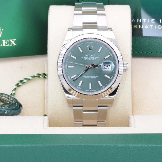New Rolex Datejust 126334-0027 41mm Mint Green Dial 2022+ Full Set