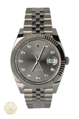 New Rolex Datejust 126334-0006 Jubilee 41mm Diamond Grey Dial 2022+ Full Set