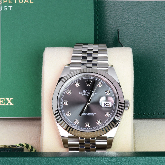 New Rolex Datejust 126334-0006 Jubilee 41mm Diamond Grey Dial 2022+ Full Set