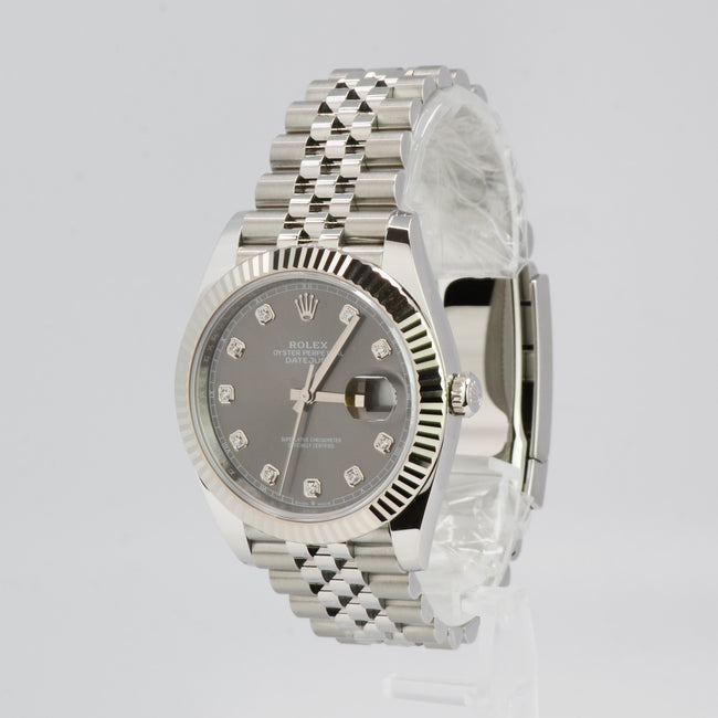 New Rolex Datejust 126334-0006 Jubilee 41mm Diamond Grey Dial 2022+ Full Set