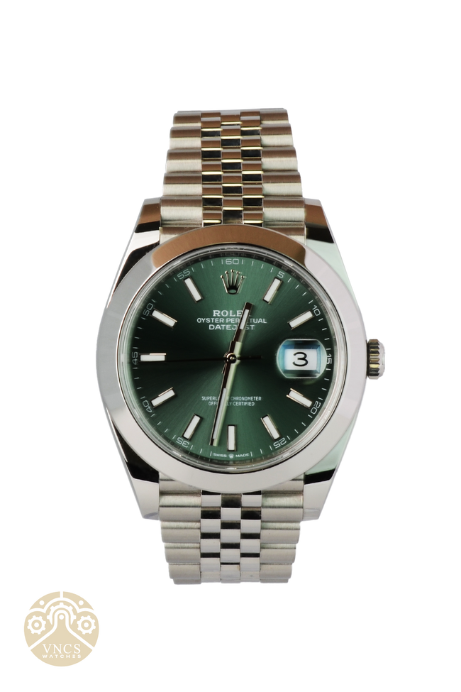 New Rolex Datejust 41 126300-0020 Green Dial Jubilee Bracelet 2022+ Full Set
