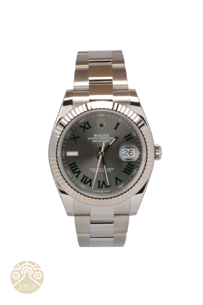 New Rolex Datejust 41 126334-0021 Slate Wimbledon dial Oyster 2022+ Full Set