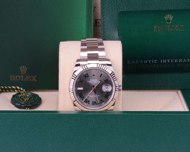 New Rolex Datejust 41 126334-0021 Slate Wimbledon dial Oyster 2022+ Full Set