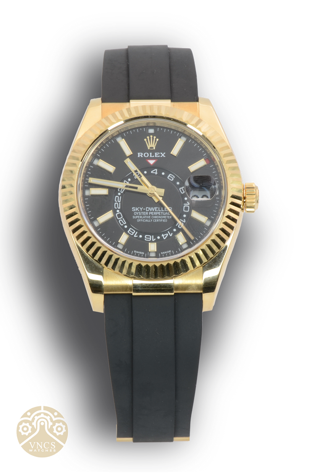 NEW Rolex Skydweller-Yellowgold-Blackdial-Oysterflex-326238-0009