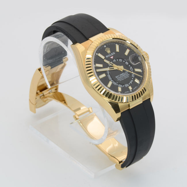 NEW Rolex Skydweller-Yellowgold-Blackdial-Oysterflex-326238-0009