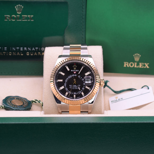 NEW Rolex Sky-Dweller 326933 Two Tone Black Dial 2022+ Full Set