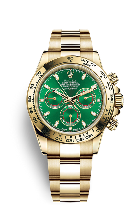 Rolex Daytona Cosmograph 116508 18k Yellow Gold Oyster Bracelet 40mm Green Dial