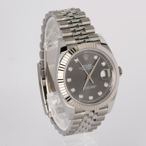 New Rolex Datejust 126334-0006 Jubilee 41mm Diamond Grey Dial 2022+ Full Set