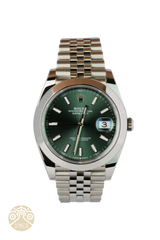 New Rolex Datejust 41 126300-0020 Green Dial Jubilee Bracelet 2022+ Full Set