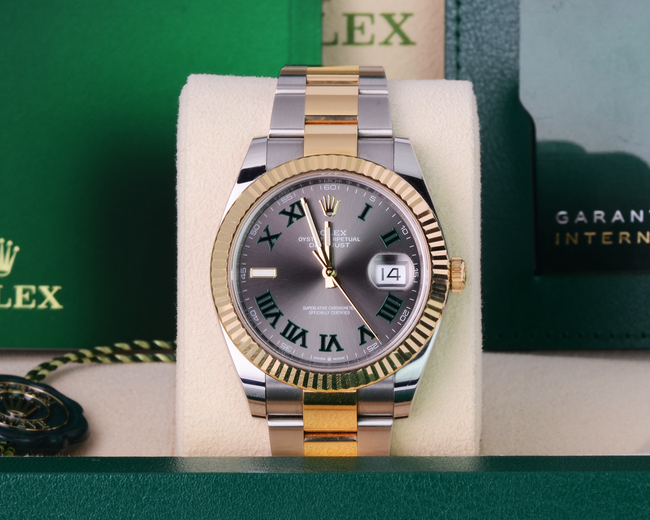 Rolex datejust 41 clearance two tone wimbledon